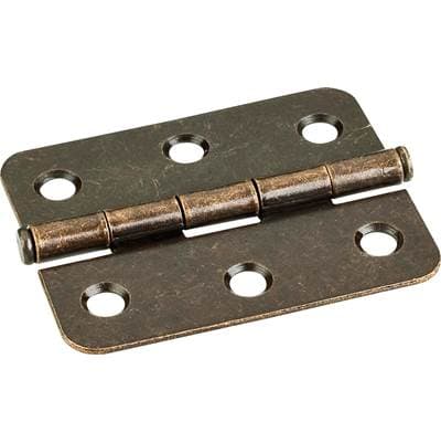 Hardware Resources Antique Brass 2-1/2'' X 2'' Single Full Swaged Radius Corner Butt Hinge -...