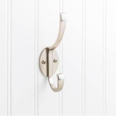 5-7/8'' Satin Nickel Flared Transitional Double Prong Wall Mounted Hook by Hardware Resources