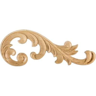 Hardware Resources 10-5/8'' W X 1/4'' D X 4'' H Right Cherry Acanthus Applique by Hardware Resources