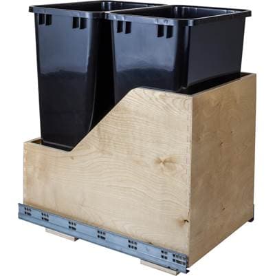 Hardware Resources Double 50 Quart Wood Bottom-mount Soft-close Trashcan Rollout for Hinged... by Hardware Resources