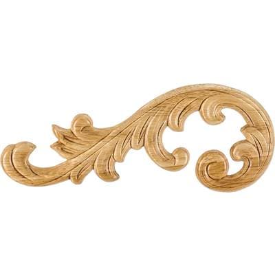 Hardware Resources 10-5/8'' W X 5/16'' D X 4-3/8'' H Left Pressed Rubberwood Acanthus Applique