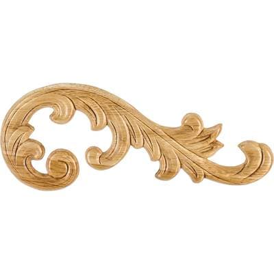 Hardware Resources 10-5/8'' W X 5/16'' D X 4-3/8'' H Right Pressed Rubberwood Acanthus Applique by Hardware Resources