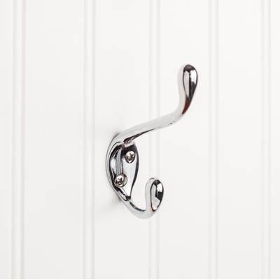 4-1/2'' Polished Chrome Large Transitional Double Prong Wall Mounted Hook by Hardware Resources