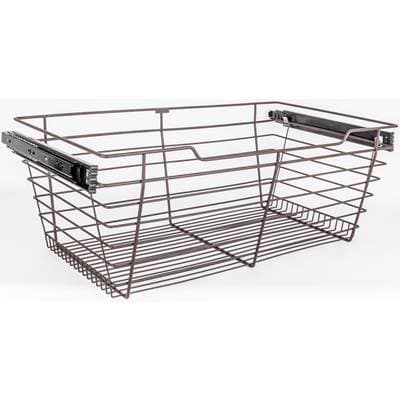 Hardware Resources Dark Bronze Closet Pullout Basket with Slides 16''D X 23''W X 11''H