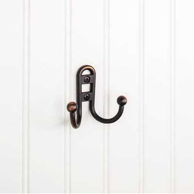 2-9/16'' Brushed Oil Rubbed Bronze Classic Double Prong Ball End Wall Mounted Hook
