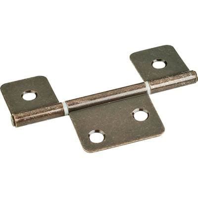 Hardware Resources Antique Brass 3-1/2'' Three Leaf Fixed Pin Swaged Non-mortise Hinge - Brushed... by Hardware Resources