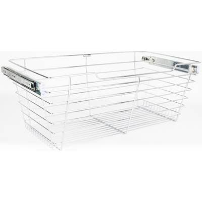 Hardware Resources Chrome Closet Pullout Basket with Slides 14''D X 17''W X 11''H - Polished Chrome