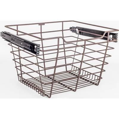 Hardware Resources Dark Bronze Closet Pullout Basket with Slides 14''D X 17''W X 11''H by Hardware Resources