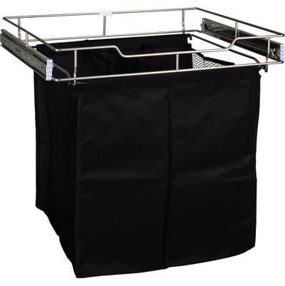 Hardware Resources Dark Bronze 18'' Deep Pullout Canvas Hamper with Removable Laundry Bag - Dark...
