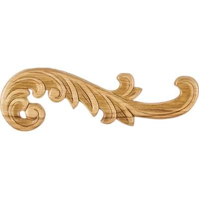 Hardware Resources 10-1/2'' W X 5/16'' D X 3-1/4'' H Right Curved Pressed Rubberwood Acanthus...