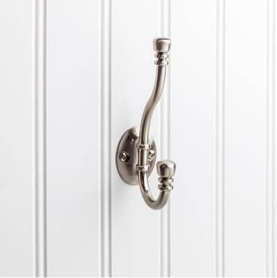 5-3/16'' Satin Nickel Ringed Contemporary Double Prong Wall Mounted Hook by Hardware Resources