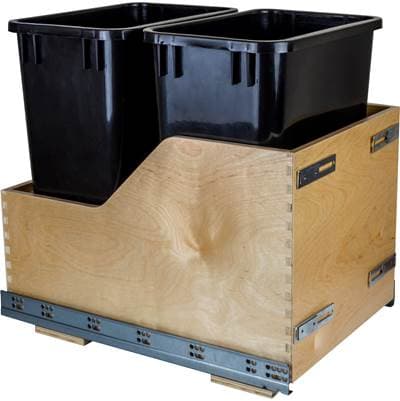 Hardware Resources Double 35 Quart Bottom-mount Soft-close Trashcan Pullout for Door Mounting,... by Hardware Resources