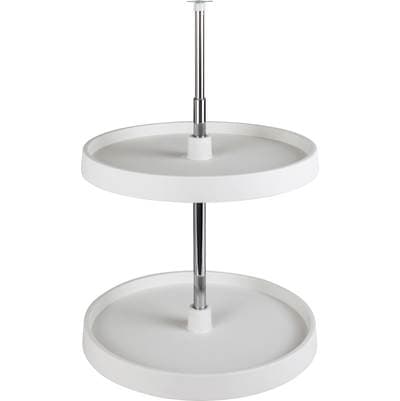 Hardware Resources 18'' Round Two-shelf Plastic Lazy Susan Set - White