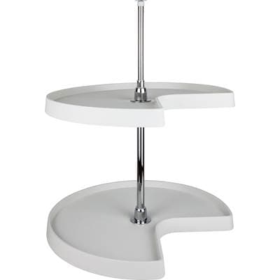 Hardware Resources 24'' Kidney Two-shelf Plastic Lazy Susan Set with Chrome Hubs - White by Hardware Resources