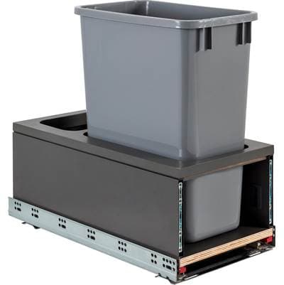 Hardware Resources Single 35 Quart Metal Drawer Box Soft-close Trashcan Pullout - Grey by Hardware Resources