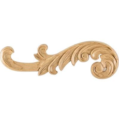 Hardware Resources 10-3/8'' W X 1/4'' D X 3-1/4'' H Left Curved Cherry Acanthus Applique by Hardware Resources