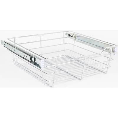 Hardware Resources Chrome Closet Pullout Basket with Slides 14''D X 17''W X 6''H - Polished Chrome