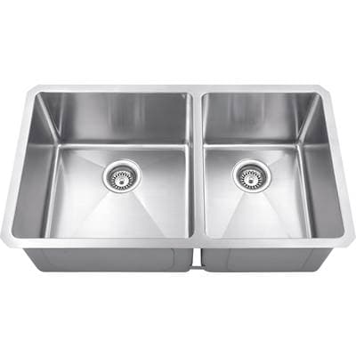 Hardware Resources 32'' L X 19'' W X 10'' D Undermount 16 Gauge Handmade Stainless Steel 60/40... by Hardware Resources