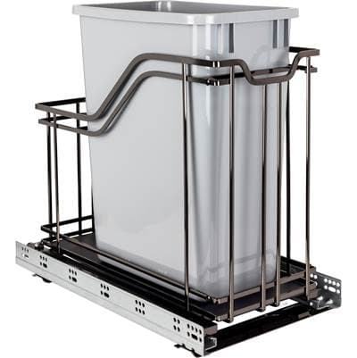 Hardware Resources Single 35 Quart Black Nickel Storage WITH Style Metal Soft-close Trashcan...