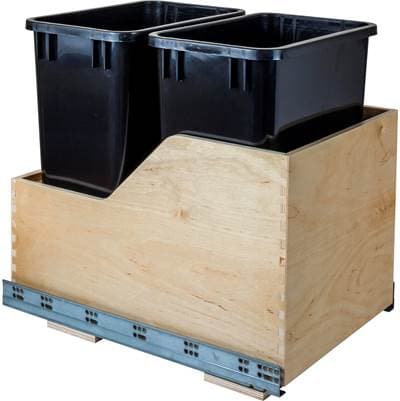 Hardware Resources Double 35 Quart Wood Bottom-mount Soft-close Trashcan Rollout for Hinged... by Hardware Resources