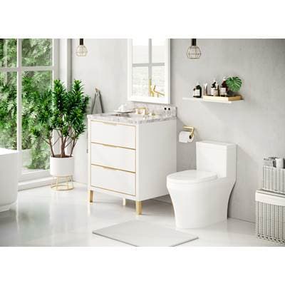 Icera Stone Top 30 X 22 X 1-1/8-in Carrara Marble, Small Sink Cutout by Icera