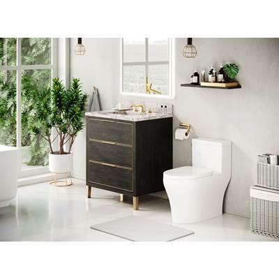 Muse Vanity Cabinet 30-in, Weathered Oak with Satin Brass by Icera