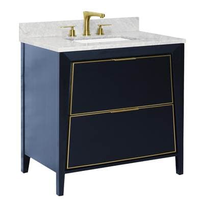 Icera Canto Vanity Cabinet, 36-in Matte White W Satin Brass - Matte White with Satin Brass by Icera