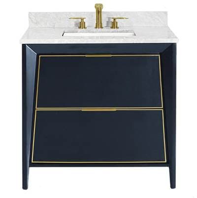 Icera Canto Vanity Cabinet, 36-in Navy Blue W Satin Brass by Icera