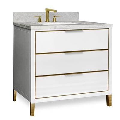 Icera Stone Top 36 X 22 X 1-1/8-in Carrara Marble, Large Sink Cutout by Icera