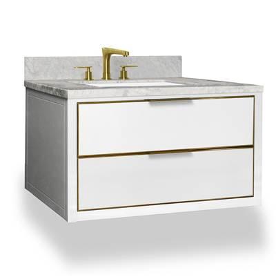 Muse Wallhung Vanity 36-in, Ocean Grey with Satin Brass by Icera