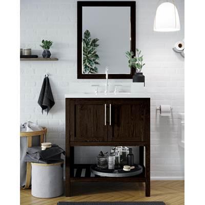 Riose Vanity Cabinet (w towel shelf) 36-in, Weathered Oak
