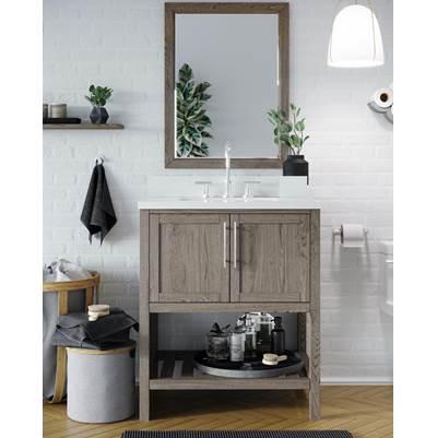Riose Vanity Cabinet (w towel shelf) 36-in, Brushed Grey Oak by Icera
