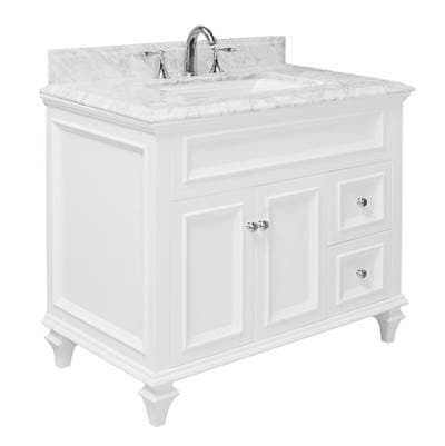 Icera Stone Top 36 X 22 X 1-1/8-in Carrara Marble, Small Sink Cutout by Icera