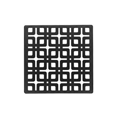 Infinity Drain 4'' X 4'' Link Pattern Decorative Plate for K 4, KD 4, KDB 4 - Matte Black by Infinity Drain