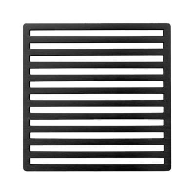 Infinity Drain 4'' X 4'' Lines Pattern Decorative Plate for N 4, ND 4, NDB 4 - Matte Black by Infinity Drain