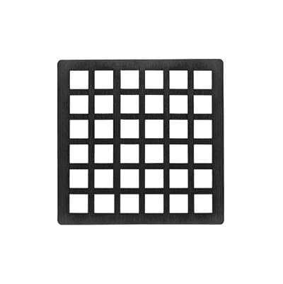 Infinity Drain 4'' X 4'' Squares Pattern Decorative Plate for Q 4, QD 4, QDB 4 - Matte Black