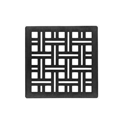 Infinity Drain 4'' X 4'' Weave Pattern Decorative Plate for V 4, VD 4, VDB 4 - Matte Black
