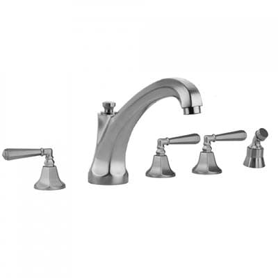Jaclo Astor Roman Tub Set with High Spout and Hex Lever Handles and Angled Handshower Mount - Ant...