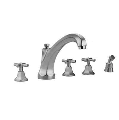 Jaclo Astor Roman Tub Set with High Spout and Hex Cross Handles and Angled Handshower Mount - Ant... by Jaclo