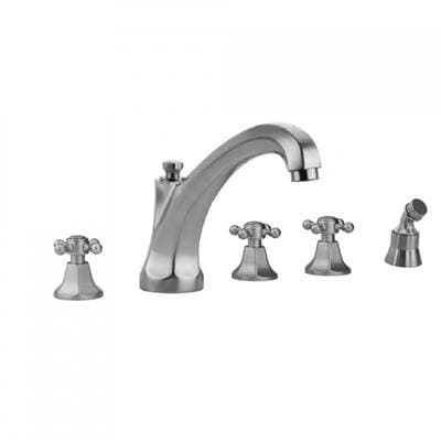 Jaclo Astor Roman Tub Set with High Spout and Ball Cross Handles and Angled Handshower Mount - An...