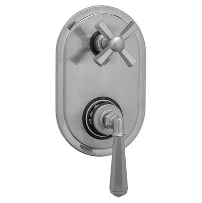 Jaclo Oval Plate with Hex Lever Thermostatic Valve with Hex Cross Built-in 2-Way Or 3-Way Diverte...