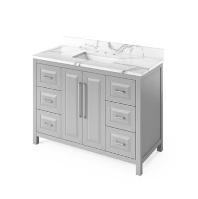 48'' Grey Cade Vanity, Calacatta Vienna Quartz Vanity Top, undermount rectangle bowl by Jeffrey Alexander