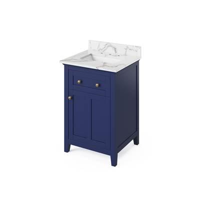 24'' Hale Blue Chatham Vanity, Calacatta Vienna Quartz Vanity Top, undermount rectangle bowl by Jeffrey Alexander