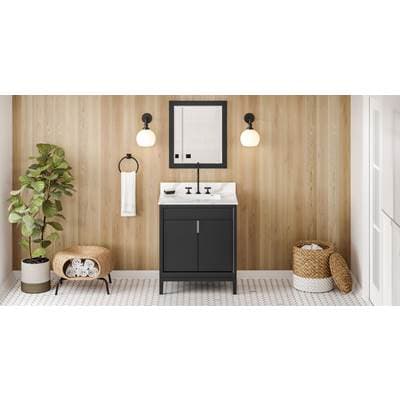 Jeffrey Alexander 30'' Black Theodora Vanity, Calacatta Vienna Quartz Vanity Top, Undermount... by Jeffrey Alexander