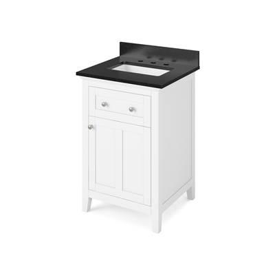 24'' White Chatham Vanity, Black Granite Vanity Top, undermount rectangle bowl