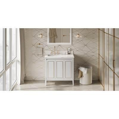 36'' White Percival Vanity, Left Offset, Calacatta Vienna Quartz Vanity Top, Undermount Rectangle Bowl by Jeffrey Alexander