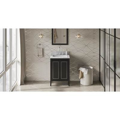 Jeffrey Alexander 24'' Black Percival Vanity, White Carrara Marble Vanity Top, Undermount... by Jeffrey Alexander