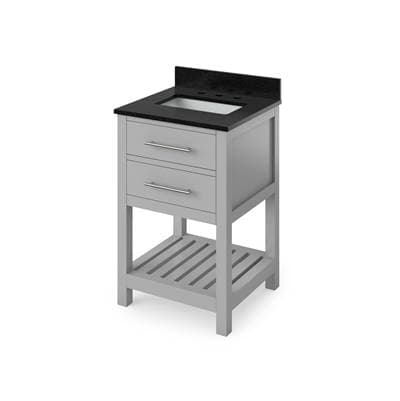 Jeffrey Alexander 24'' Grey Wavecrest Vanity, Black Granite Vanity Top, Undermount Rectangle Bowl... by Jeffrey Alexander