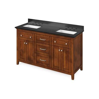 Jeffrey Alexander 60'' Chocolate Chatham Vanity, Double Bowl, Black Granite Vanity Top, Two... by Jeffrey Alexander