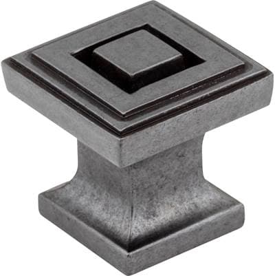 Jeffrey Alexander 1'' Overall Length Gun Metal Square Delmar Cabinet Knob by Jeffrey Alexander